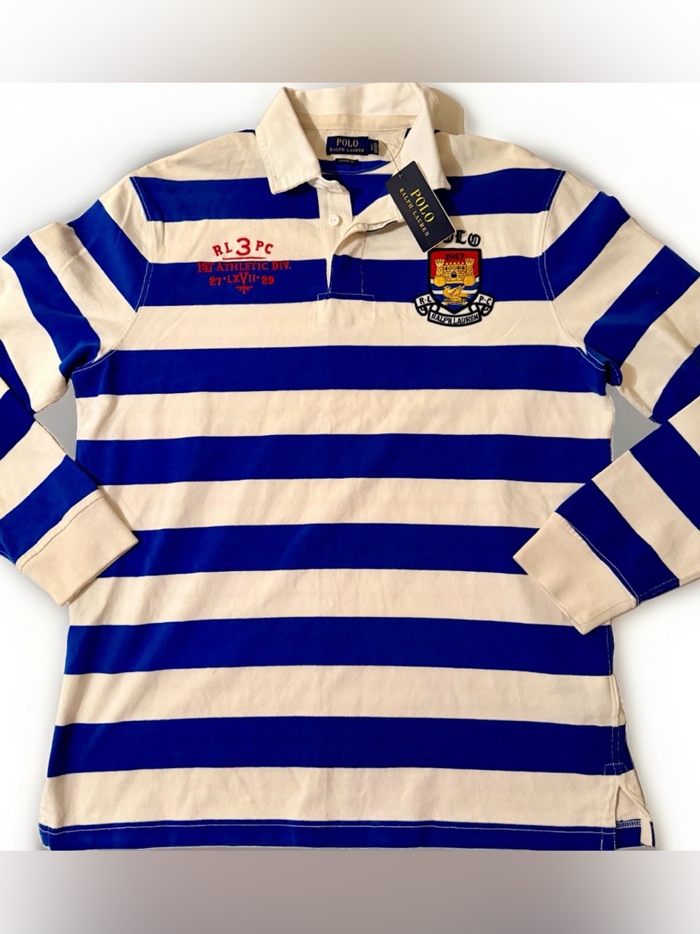 Polo Ralph Lauren RLPC 1947 Cotton Twill Rugby Shirt Men’s L Large New NWT